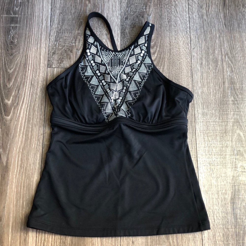 ATHLETA SWIM TOP XBACK 34D/DD BLACK